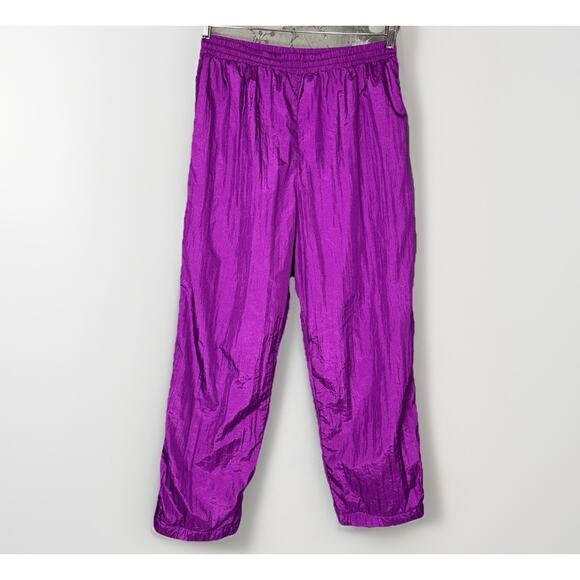 VTG 90s Lavon XL Track Suit Jacket Pants Windbreaker Retro Purple Teal Shiny Ski - Picture 10 of 16